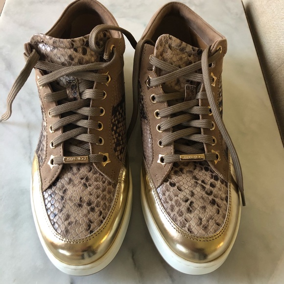Jimmy Choo Shoes - NEW Jimmy Choo “Miami” tan snakeskin sneaker